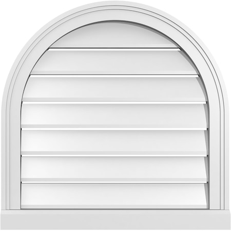 Ekena Millwork Round Top Surface Mount PVC Gable Vent: Functional, w/ 2"W x 2"P Brickmould Sill Frame, 24"W x 24"H GVPRT24X2403SF